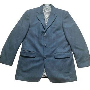 Oscar De La Renta Mens 40L Wool Cashmere Blazer Suit Jacket Sport coat Blue/Gray